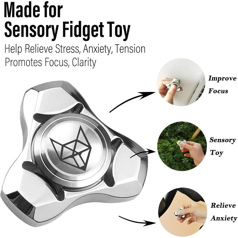 Fidget Spinner for Adults,Stainless Steel Heavy Spinning Toys,Small Mini Fox Hand Gyro Bearing Premium Long High Spin Fidget