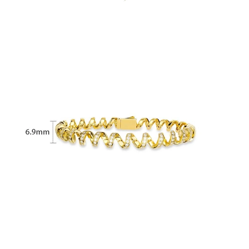 Bellux 925 Silver Synthetic Zircon Golden Full Diamond Landline Telephone Line Design Bracelet for Women