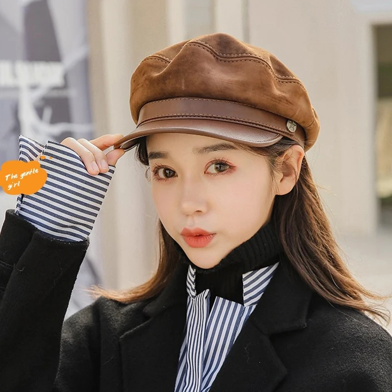 moda-2025-qualita-vera-pelle-di-capra-pelle-scamosciata-cappello-militare-cadetto-visiera-donna-uomo-berretti-militari-per-uomo-studente