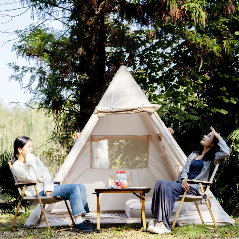 

Portable Outdoor Camping Pyramid Inflatable Tent with Quick Opening Thickened Rainproof Pointed Design