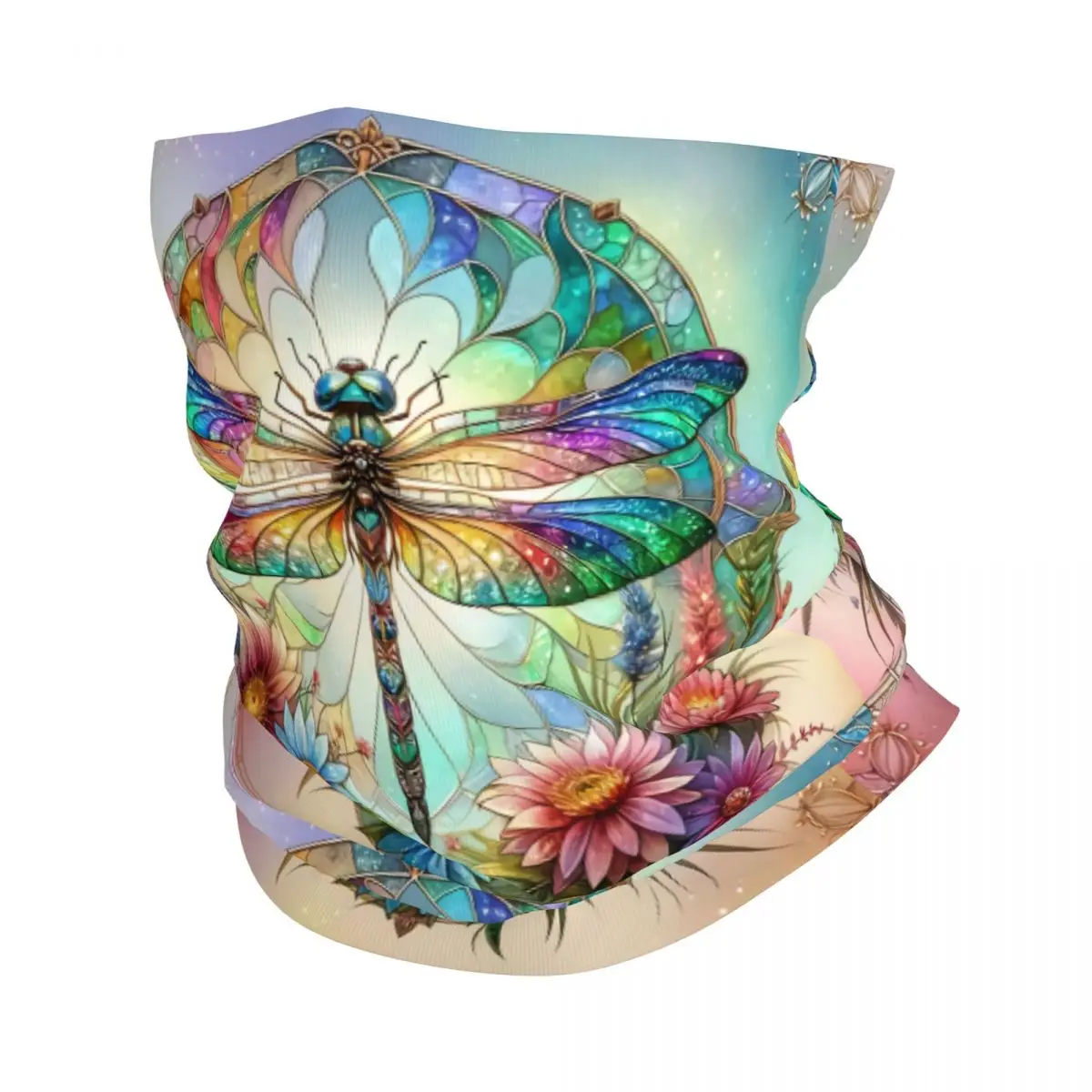 Colourful Bright Dragonflies Scarf Neckerchief Neck Face Mask Polyester