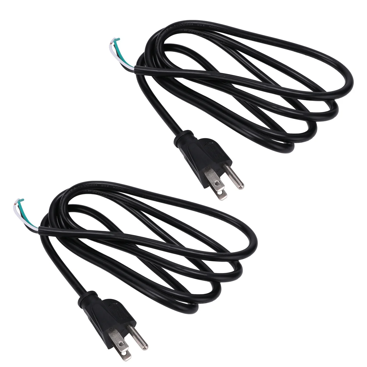 2Pcs Power Cable 1.5m Us Plug 3-Prong Safety Certified Computer Monitor Display Pigtail Cord Extension Power Cord