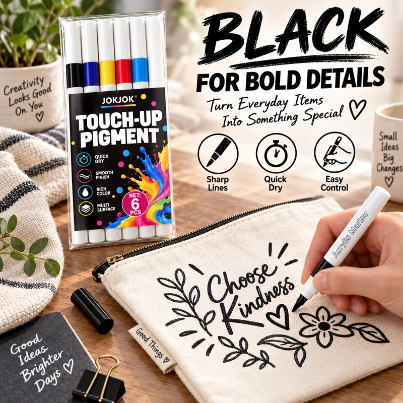 6 Colors Acrylic Paint Pens Markers Brush Tip Paint Markers For Rock Painting Wood Stone Glass Gift DIY Crafts