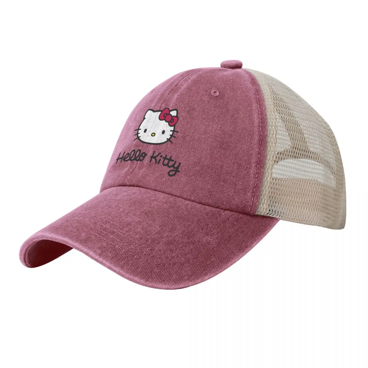 Custom Cotton Funny Hello Kitty Cat Baseball Cap for Men Women Breathable Trucker Hat Streetwear