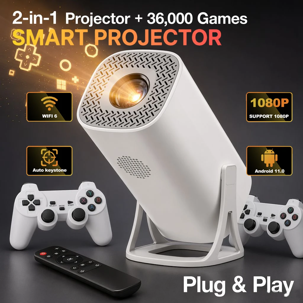 Портативный смарт-проектор LINGLAN S40MAX 4K с поддержкой двух устройств, для игр, Android, двухдиапазонный Wi-Fi, Bluetooth, 3D, LED, для домашнего кинотеатра и видеоконференций