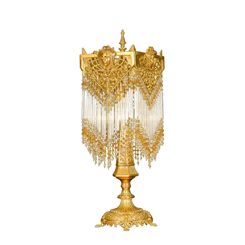 

European style, all copper, desk lamp, French style, retro, exquisite, villa, living room, bedroom, bedside lamp, study table