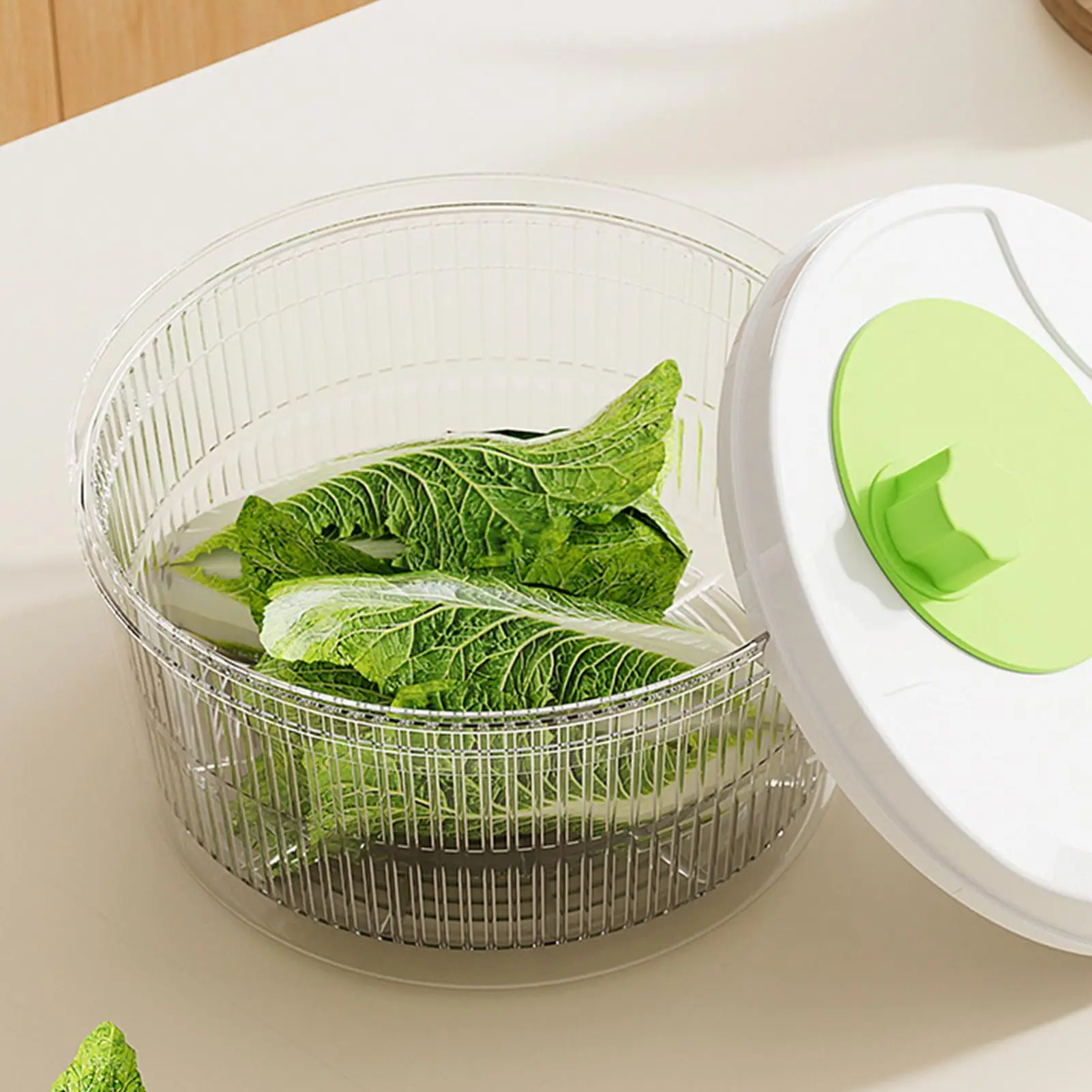 Manual Crank Lettuce Fruit Colander with Drain Spout salad Vegetable Dryer Spinner and salad bowl for Home Cooks Parents