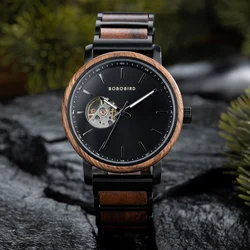 2022 BOBO BIRD New Mechanical Wristwatches for Men Customized Wood Watches Simple Skeleton Automatic Watch relógios mecânicos