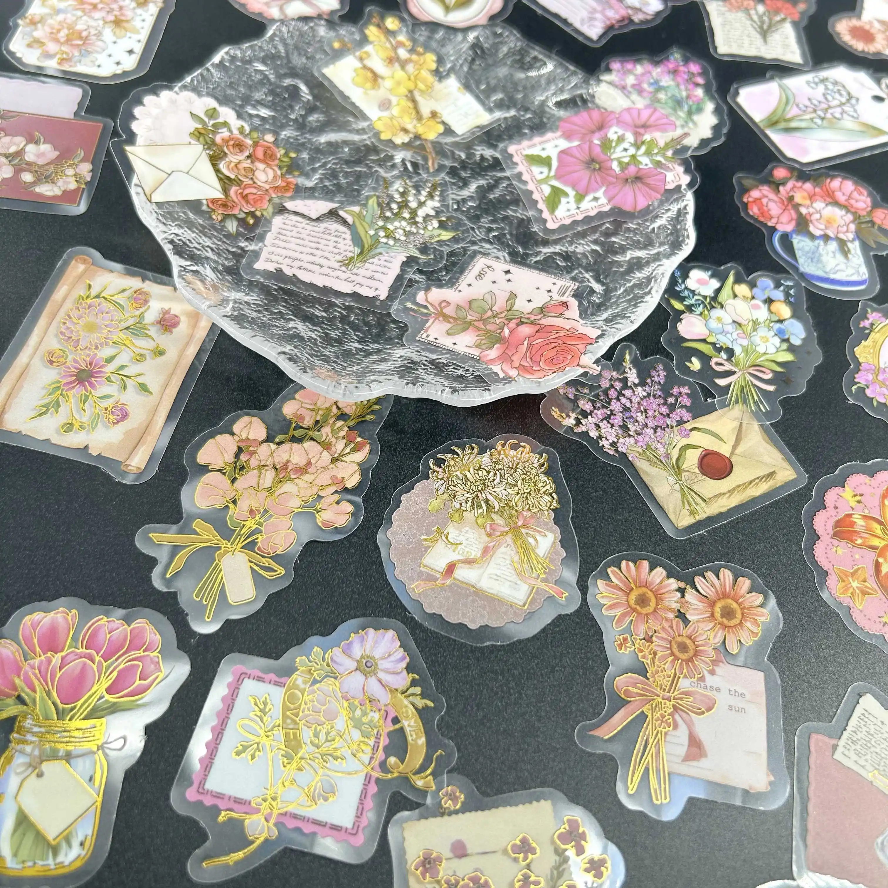 50 قطعة من ملصقات الحيوانات الأليفة لعملية ختم الساخن على شكل زهرة وردية يمكنك صنعها بنفسك حافظات هواتف مزخرفة ومكاتب وخوذات وملصق هدايا مقاوم للماء