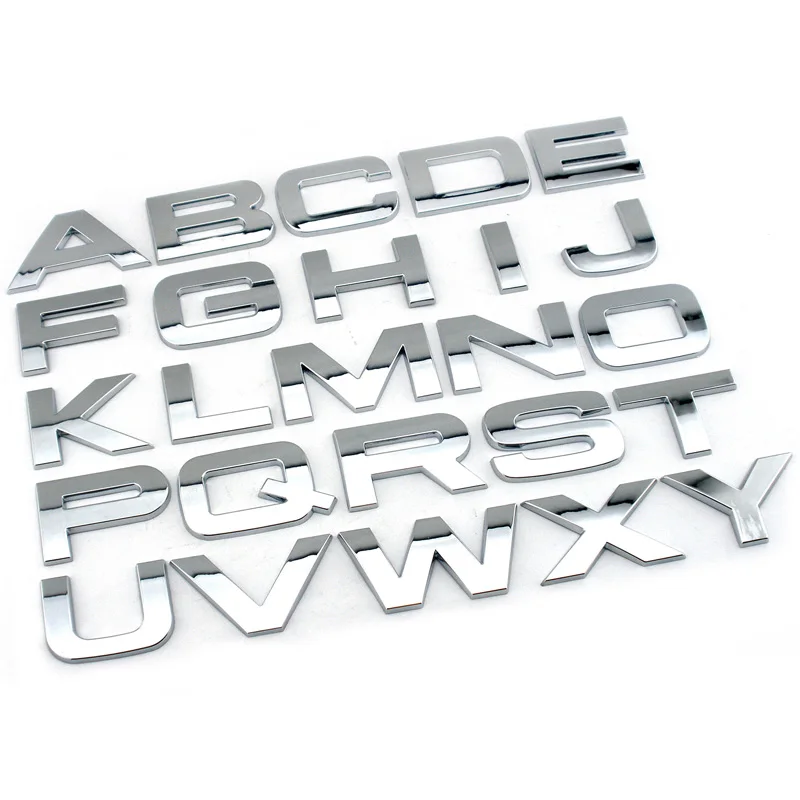 

DIY 32mm high 3d letters numbers famous car logos with names vehicle emblems chrome decals for RANGE ROVER OVERFINCH KAHN cars