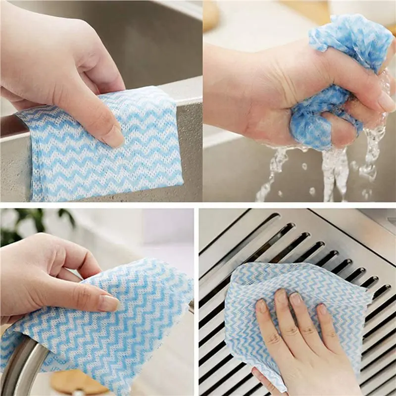 16 Roll Of 50 Disposable Cleaning Cloth,Reusable Kitchen Towel,Tableware Cloth,Non-Woven Cloth,Multi-Purpose Manual Wipe-B61B