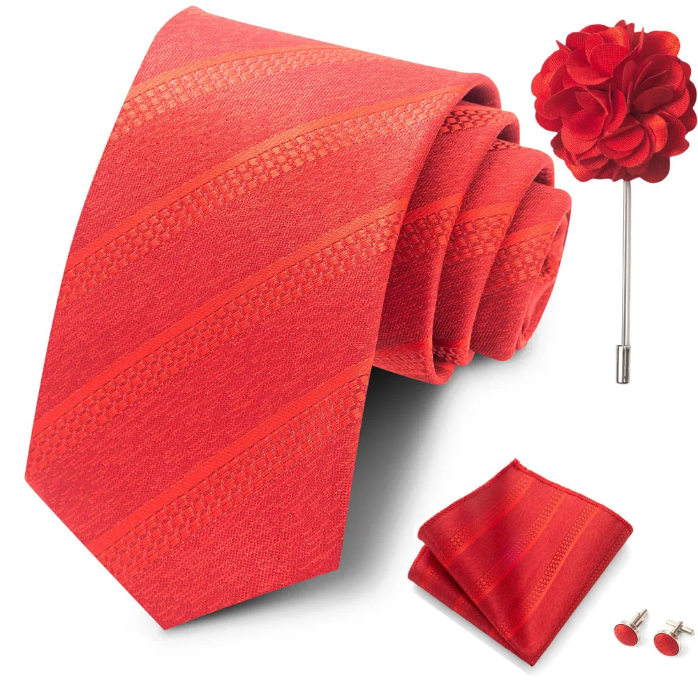 Großhandel Mode 8 cm Krawatten-Set, Krawatte, Einstecktuch, Manschettenknöpfe, Anstecknadel, Lila Paisley, Herren-Krawatten, passend als Geburtstagsgeschenk – Detail 28