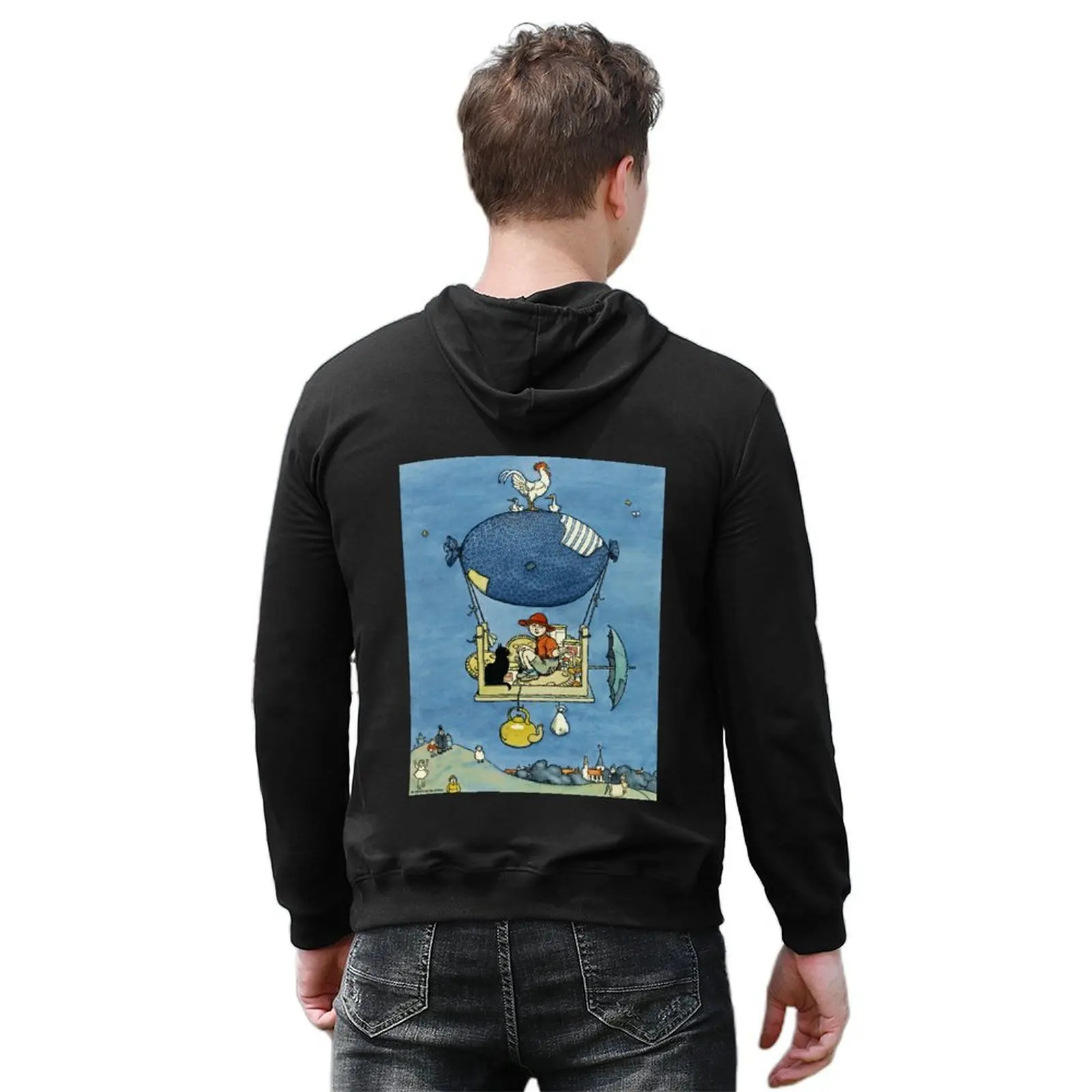 “The Airship” by W Heath Robinson Hoodie clothes for men men wear japanese style autumn clothes hoodies for men