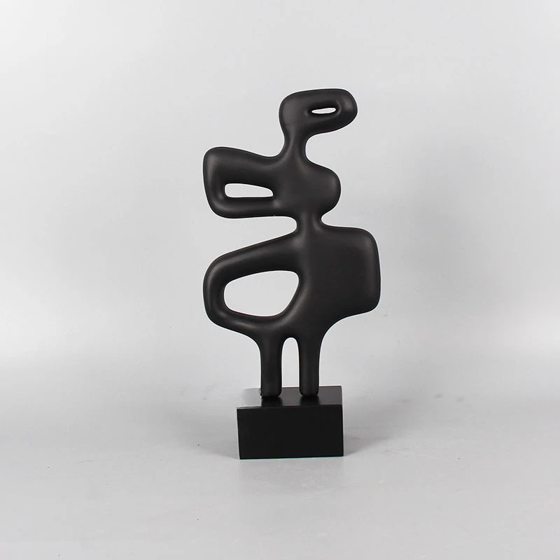 Resin Handicraft Hollow Geometric Sculpture Black and White Irregular Decorative Figurines Room Decoration Accessories