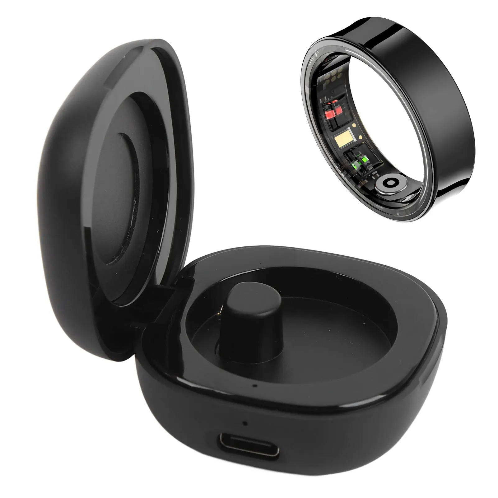 Smart Ring Ladekoffer Compact Fitness Ring Typ C Schnittstelle 200 mAh Akku Rot Grün Anzeige für R8 H01 R02 SR05
