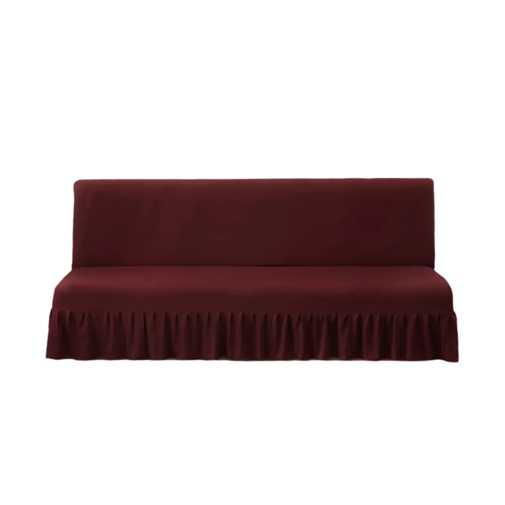Elastic Armless Futon Sofa Cover with Skirt Stain-resistant Sofa Slipcover Skin-friendly Breathable Folding Sofa Bed Cover