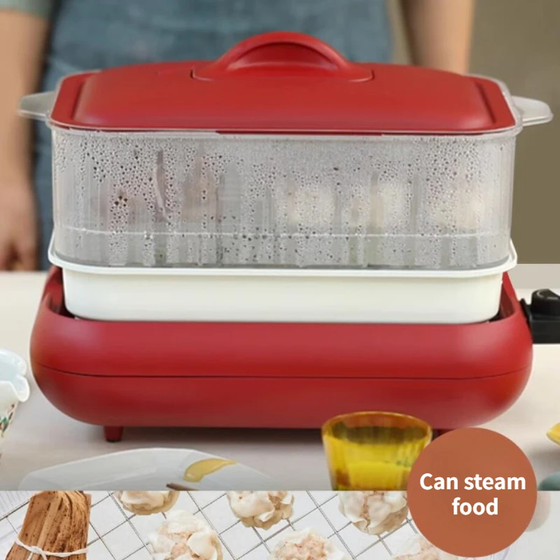 เตาย่างกะทะย่างไฟฟ้า220โวลต์หม้อนึ่ง, หม้ออบและต้มแบบบูรณาการสำหรับบ้านหม้อร้อนบาร์บีคิว