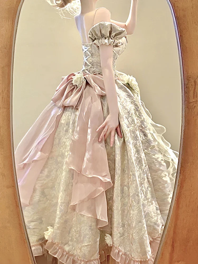 ピンク Ele 誕生日大人のセレモニー Dr パフィー Princ スカート素敵なロリータウェディングドレス床の長さの Faion 2025 ホット販売