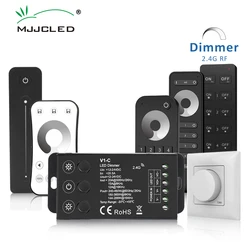 V1-C LED Dimmer 12V 24V PWM Frequência Ajustável 2.4G RF Touch Controle Remoto Luz de Tira LED de Cor Única 12 volts Dimmer