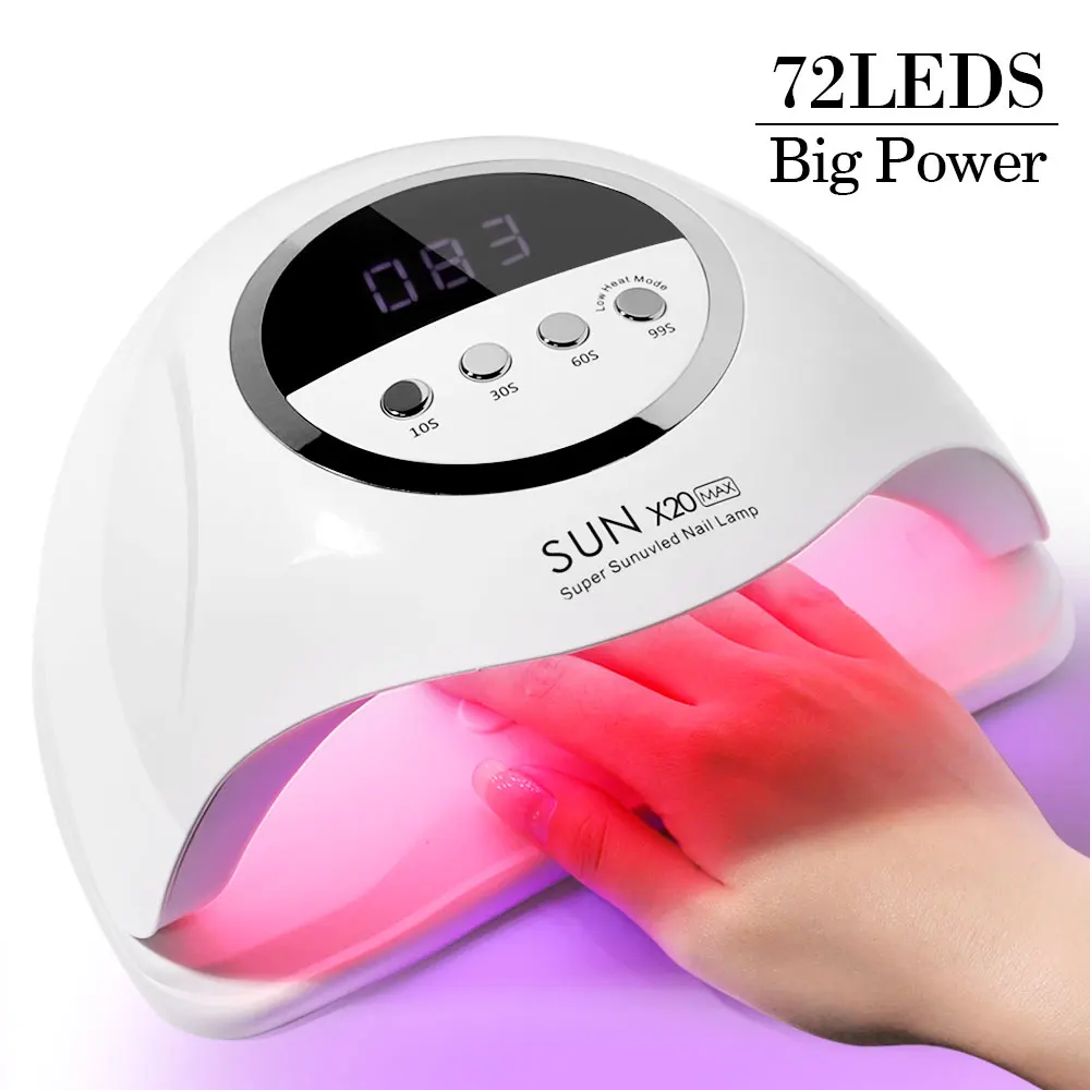 SUN X20 MAX Nageldroger 72LED UV-nagellicht met 4 timers en sensorinstellingen Nagellak-uithardingslamp voor nagelsalongereedschap
