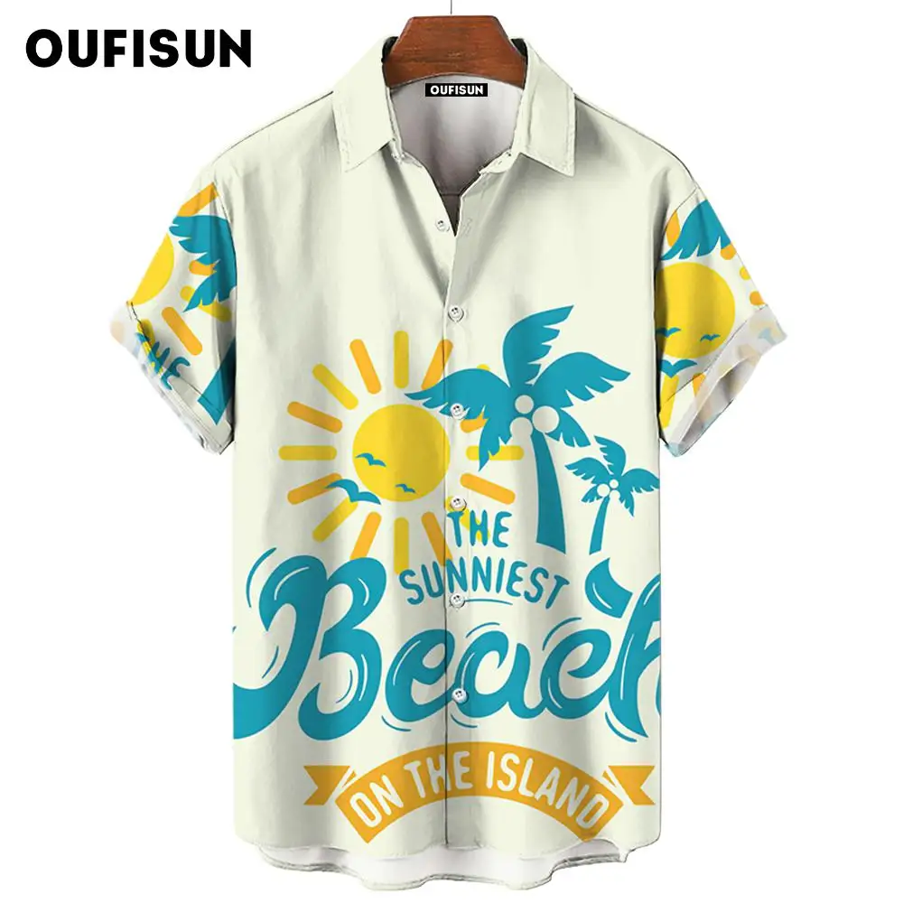 2024 Casual Hawaiian Shirt Beach Men's Shirts Summer 3d Print Fashion Man Streetwear Button Short Sleeves Male Clothes Top Tee