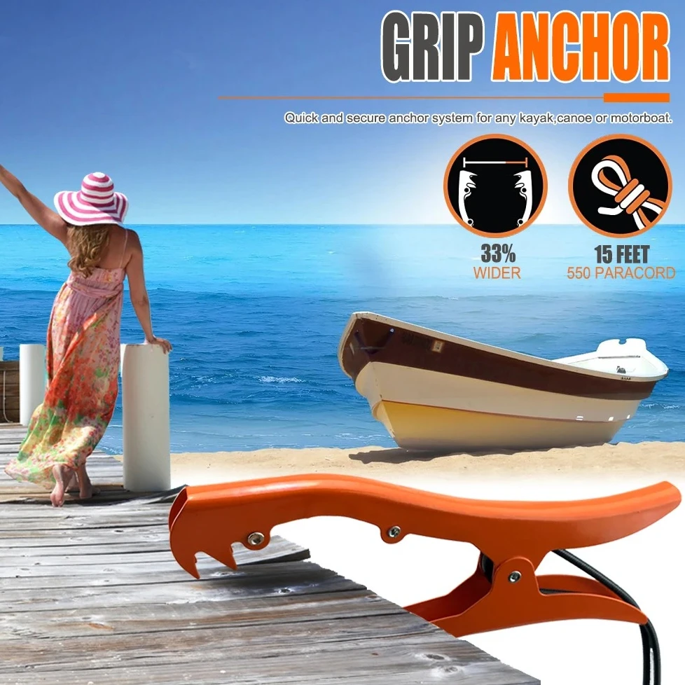 Boat Anchor Clamp with Teeth Claw Design for Kayak Pontoon Boat, Universal Heavy Duty Adjustable Anchor Grip Fishing Accessories