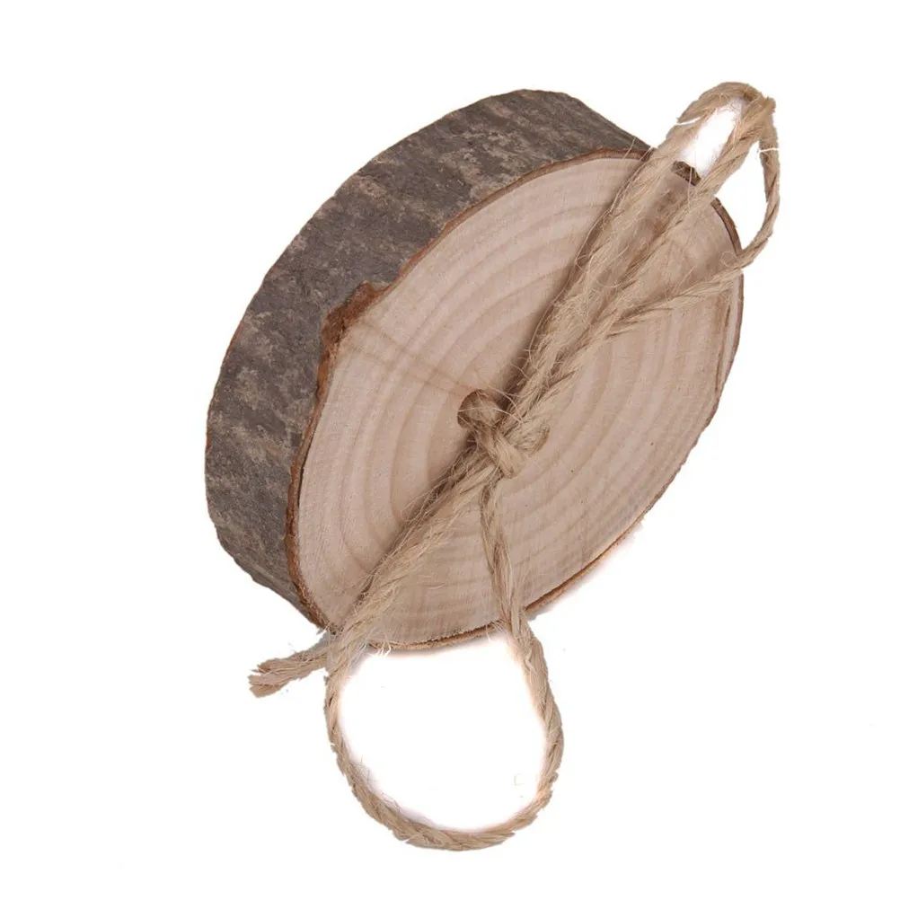 Wedding Ring Pillow Natural Wood Round 7x7x1.2cm Rustic Elegant Design Jute Rope Secure Hold Ring Bearer Pillow Bridal Ceremony