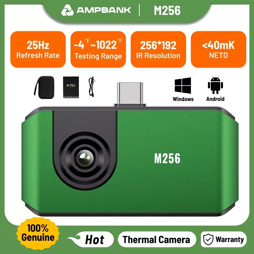 AMPBANK M256 256x192 IR High Resolution Thermal Imaging Infrared Camera 4 USB-typeC with 3D Analysis Works for Android