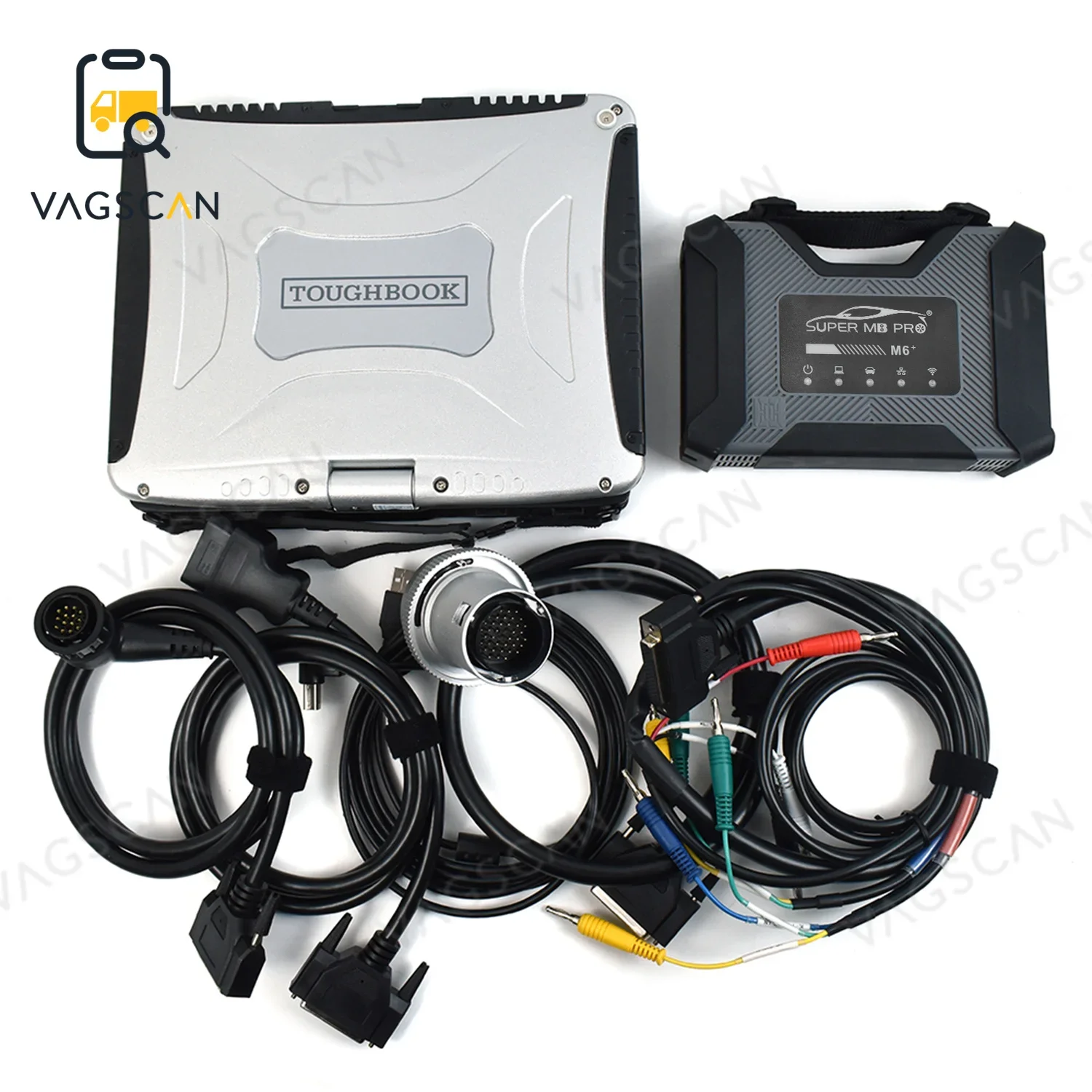 

2023.03 CF19 Laptop SUPER MB PRO M6+ with（Lan + OBD2 16pin Main Test Cable）Wireless Star Diagnosis Tool