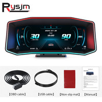 P4 HUD Newest Head Up Display Auto Display OBD2+GPS Smart Car HUD Gauge Digital Speedometer Odometer Slope Meter Security Alarm