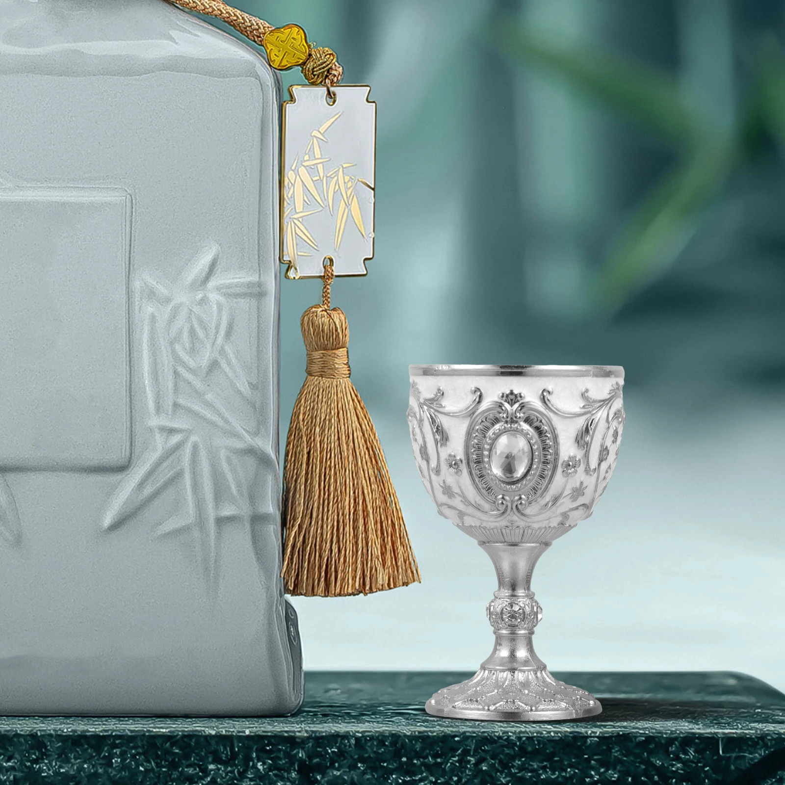 

European Style Retro Cup Zinc Alloy Goblet Elegant Decorative European Style Cup Dinner Glass Home Party Use
