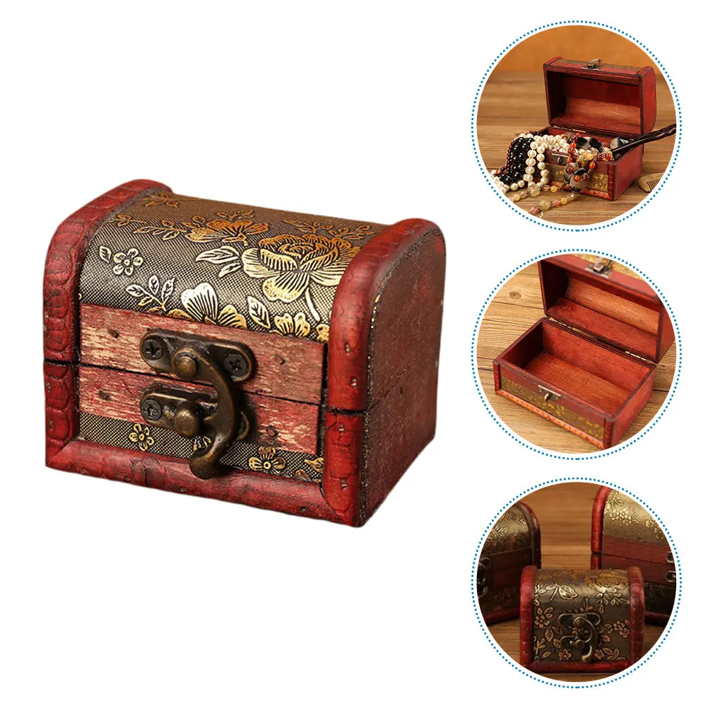 

Wooden Jewelry Storage Organizer Retro Vintage Small Wood Gift Wrapping Sundry Box Wedding Accessories Display Case Premium