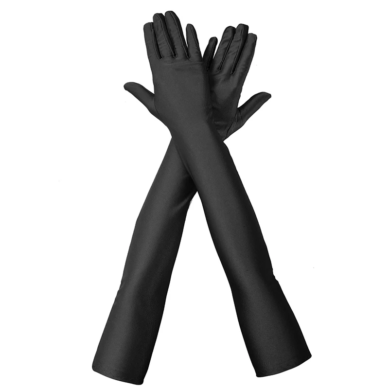 Classic Women Adult Black White Red Solid Opera/Elbow Stretch Long Gloves Cosplay Performance Party Prom Costume Sun Protection