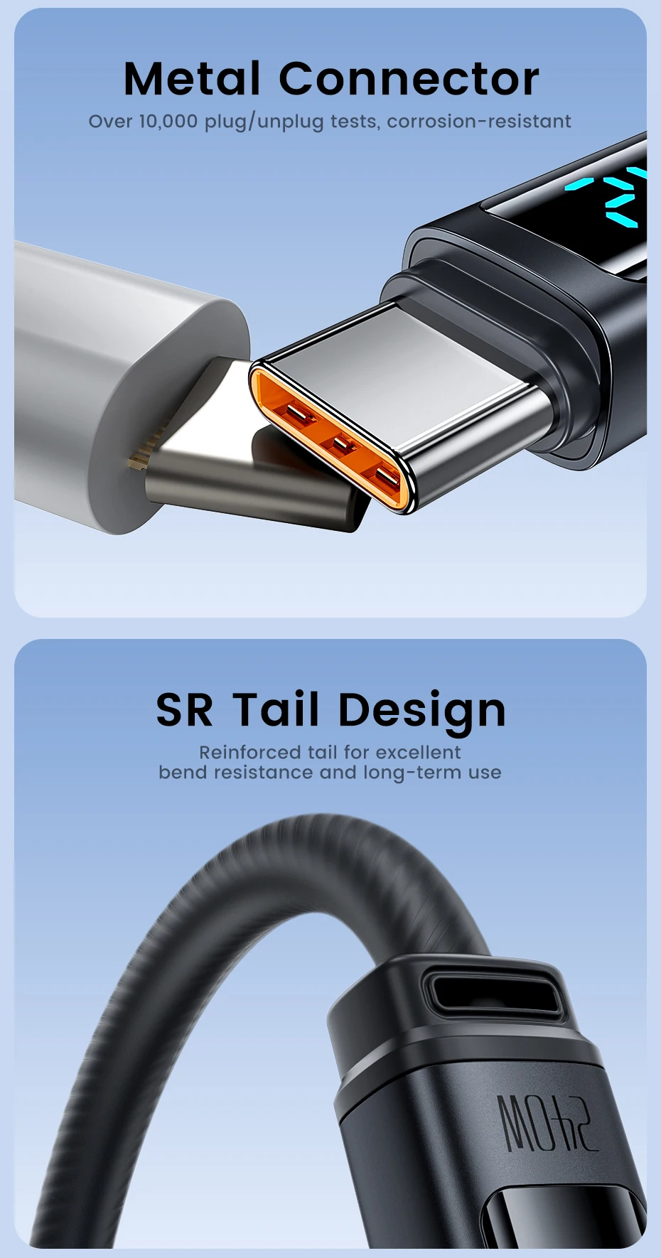 Toocki 240W USB-C-Kabel Typ C Schnellladung PD 3.1 Digitales Display USB-C Silikon-Datenkabel für iPhone16 17 Xiaomi OPPO Macbook – Detail 10