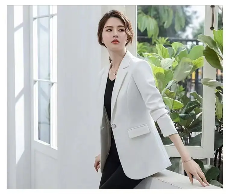 

Elegant And Youthful Woman Blazer Streetwears Wrap Beige Khaki Green Gray High Classic Buttons Textured Woolen Stylish Slimming