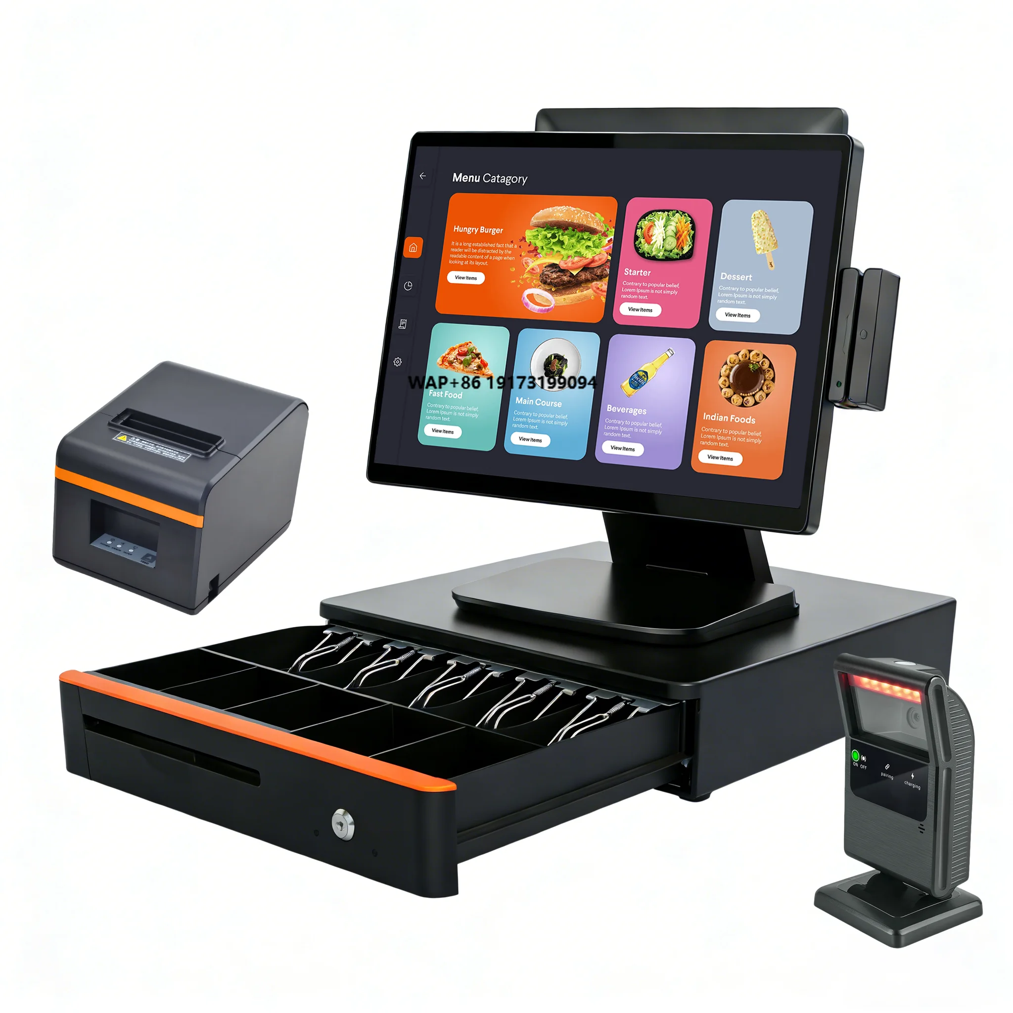 

TCOIOR Aluminum 15.6 Inch Dual Screen POS Cash Register Sales All-in-one POS End Point Cash Register Pos Systems for Retail Shop