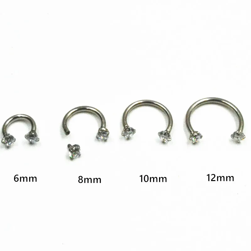 LOT50pcs joyería del cuerpo 16g acero quirúrgico oreja/nariz/labio Labret Bar labio Piercing CBR herraduras CZ brillo cartílago de la oreja hélice