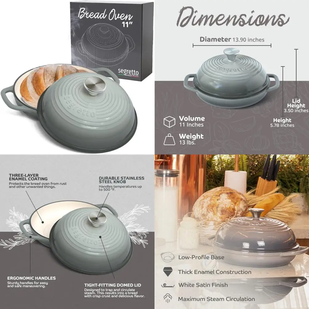 

Эмалированная чугунная форма для хлеба, 11-серая голландская духовка для выпечки на ударе с крышкой, идеально подходит для выпечки хлеба и чугуна