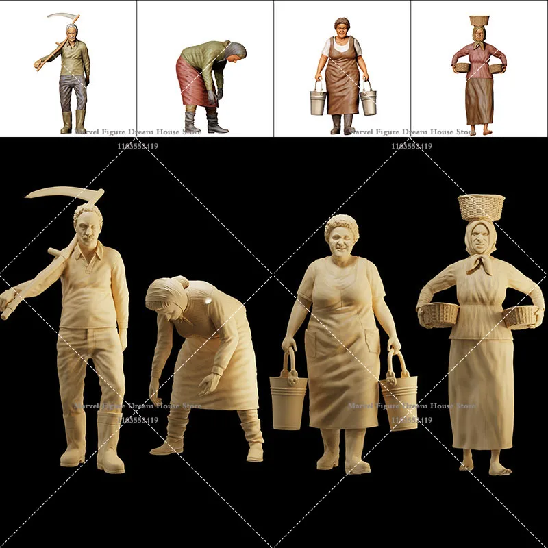 1/64 1/43 1/35 دمية مشهد مصغر نموذج أبيض غير معقولة متعددة المزارعين الذين يعملون في الميدان دعامة صغيرة شخصية عمل الذكور