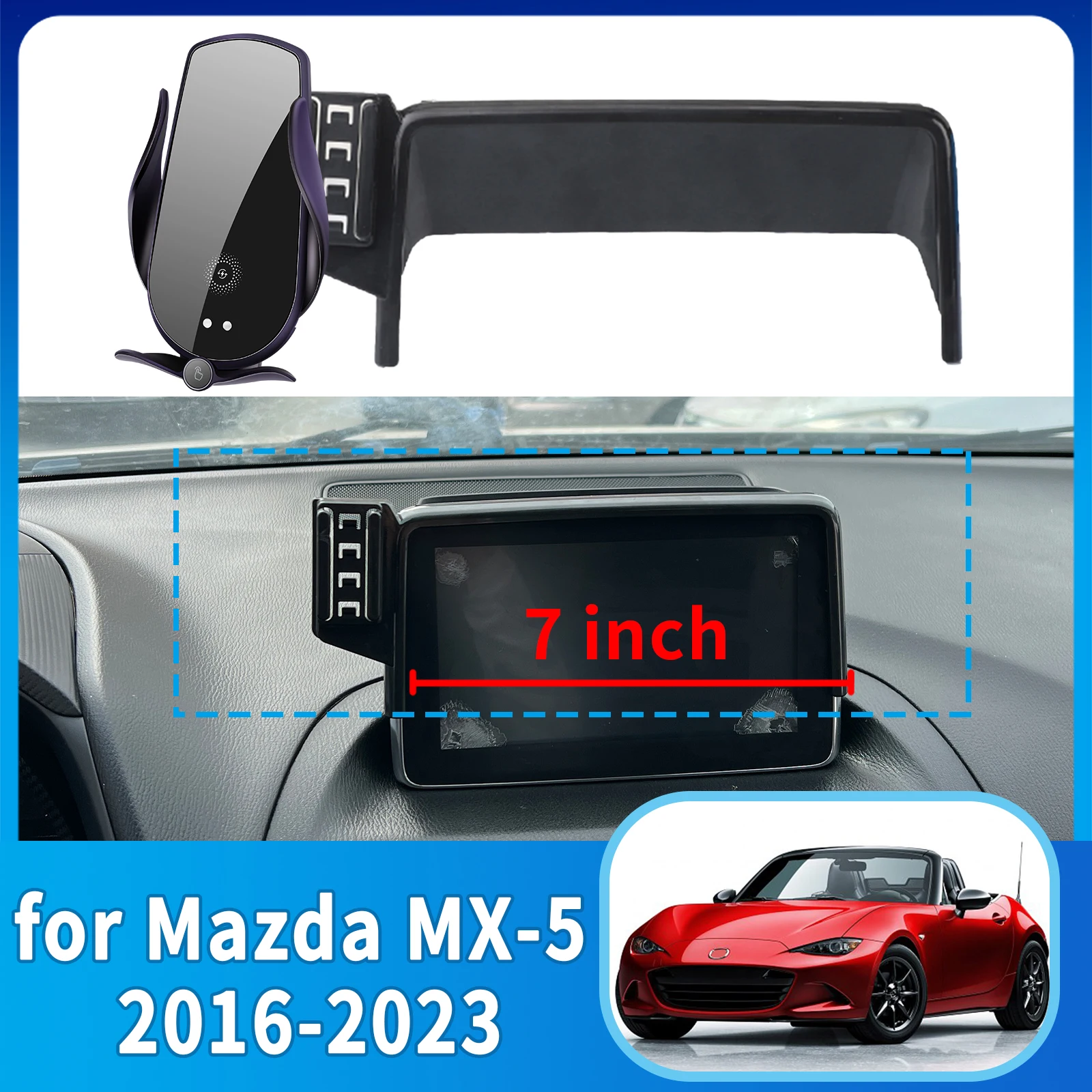 

fit for Mazda MX-5 2016-2023 ND MX5 Miata Roadster Custom Fit Phone Holder Mount Dashboard Screen Base No Drill accessoires