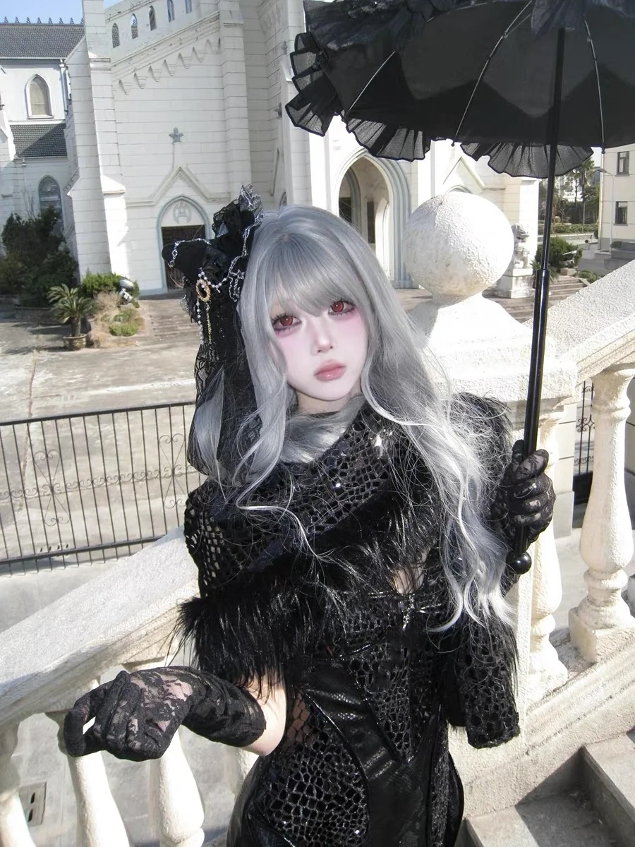 Handmade Lolita Gothic Flat Hat Subculture Dark Punk Halloween Magic Girl Top Hat Women Cosplay Versatile Lolita Witch Headdress