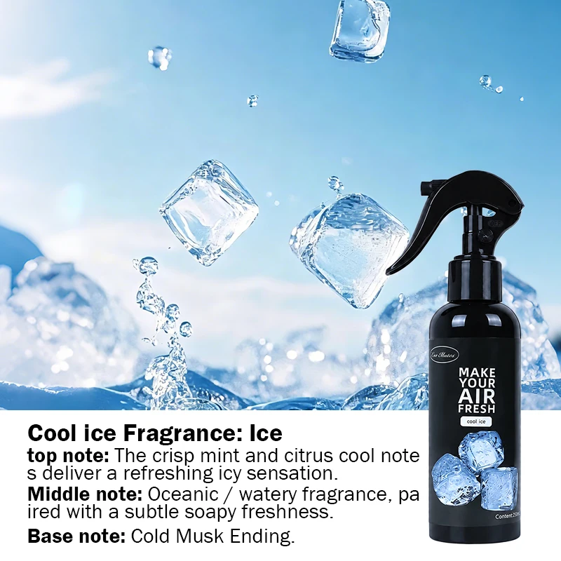 1pcs Cool ice Premium Car Air Freshener, 150ml Fragrance Spray for Cars, Homes, Clothes and Bathrooms, Long-Lasting Pleasant Scent, Romantic Atmosphere, Ideal for Wardrobes, Pet Rooms, Lockers, Shoe Cabinets, Offices, Hotels, Gifts, Weddings/Travel
