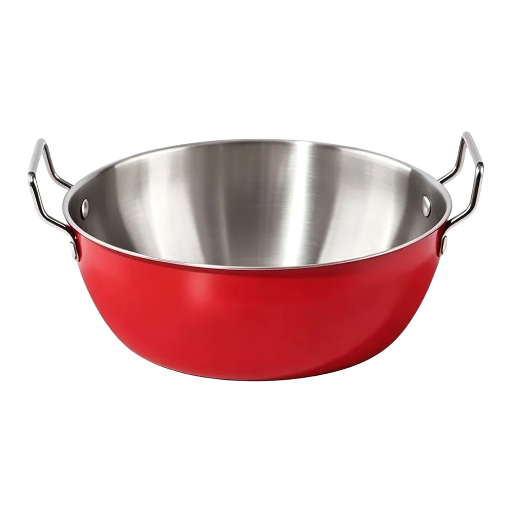 Stainless Steel Colored Mixing Bowls Dual Handle 304 Grade for Kitchen Cooking Serving Storage 17x6cm Yellow Blue Red Options
