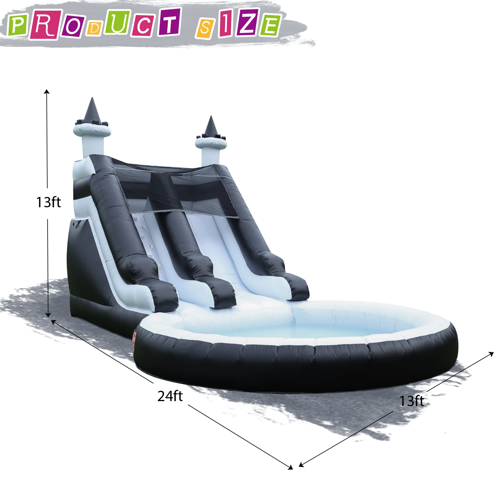 Inflatable black Summer Outdoor Sildes Air Bounce Water amusement Play Equipment Inflatble Water Double Slide Bubble Ball Pit