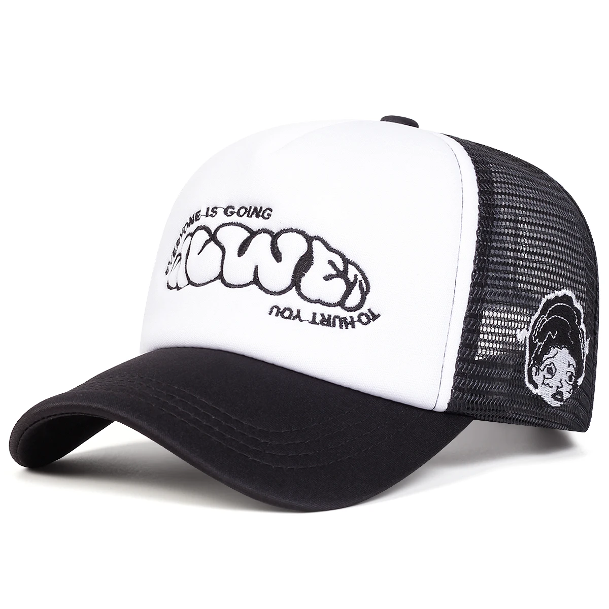 Unisex EVERYONE IS GOING Embroidery Baseball Net Caps Spring and Summer Outdoor Adjustable Casual Hats Hip Hop Hat Sunscreen Hat