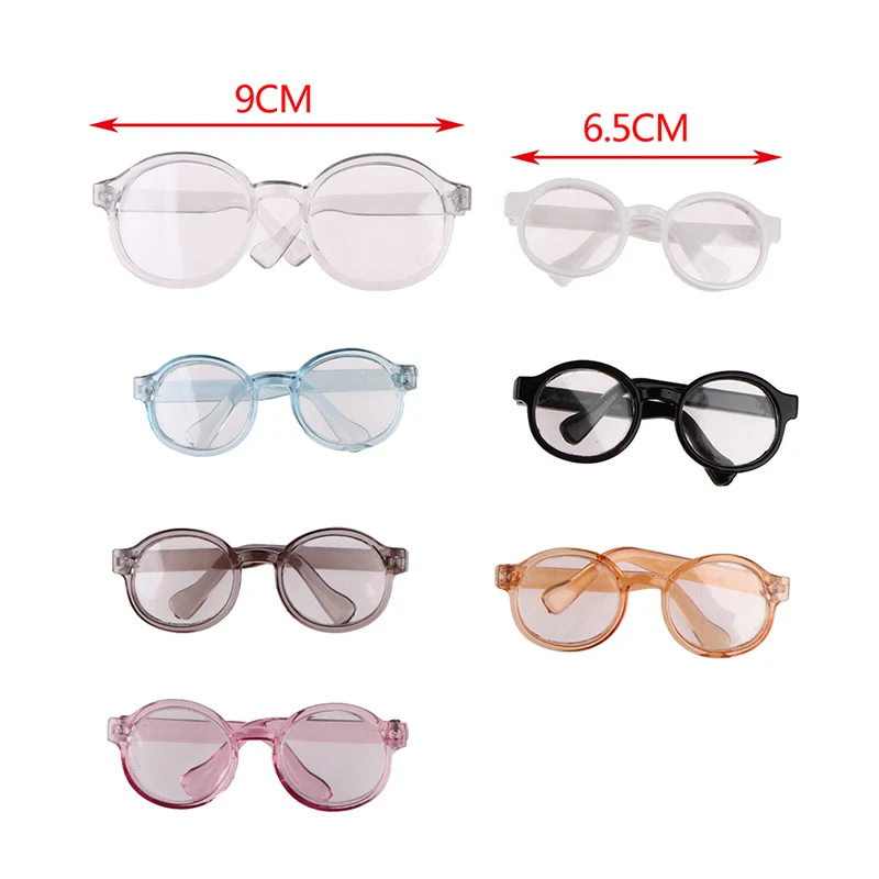 Plush Doll Glasses Accessory Round Frame 6.5/9.5cm Miniature Eyewear Clear Lens Colorful Eyeglasses Style For Doll Accessories