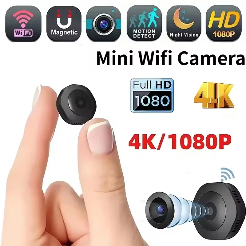 New 4K 1080P Mini Wireless Hidden Camera Portable Night Vision Wifi Cam Remote Video Voice Recorder Indoor Home Security Monitor