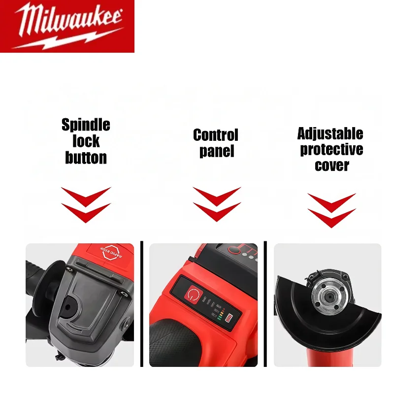 ميلووكي 125 مللي متر فرش زاوية طاحونة تلميع آلة قطع لا قفل مجداف التبديل أدوات كهربائية لاسلكية