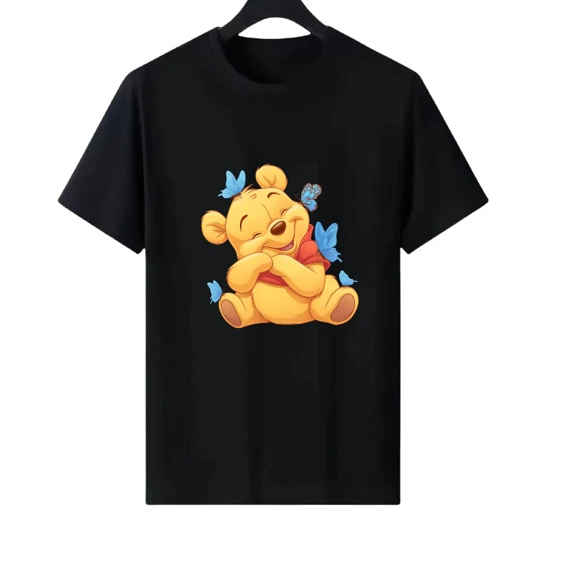 

Disney Pooh Bear Pattern Woman Round Neck Parent-Child Clothing Family Tops Ladies Cheap Short Sleeves T-Shirt Men Sweatshirts
