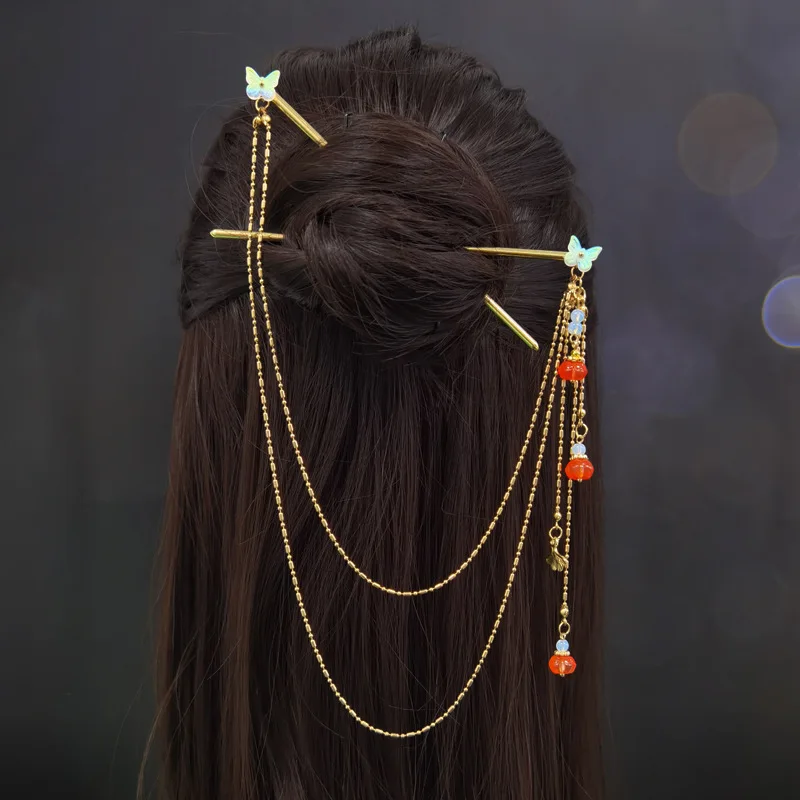 Accessori per capelli Forcina con nappa Catena Hanfu Forcina retrò per donna